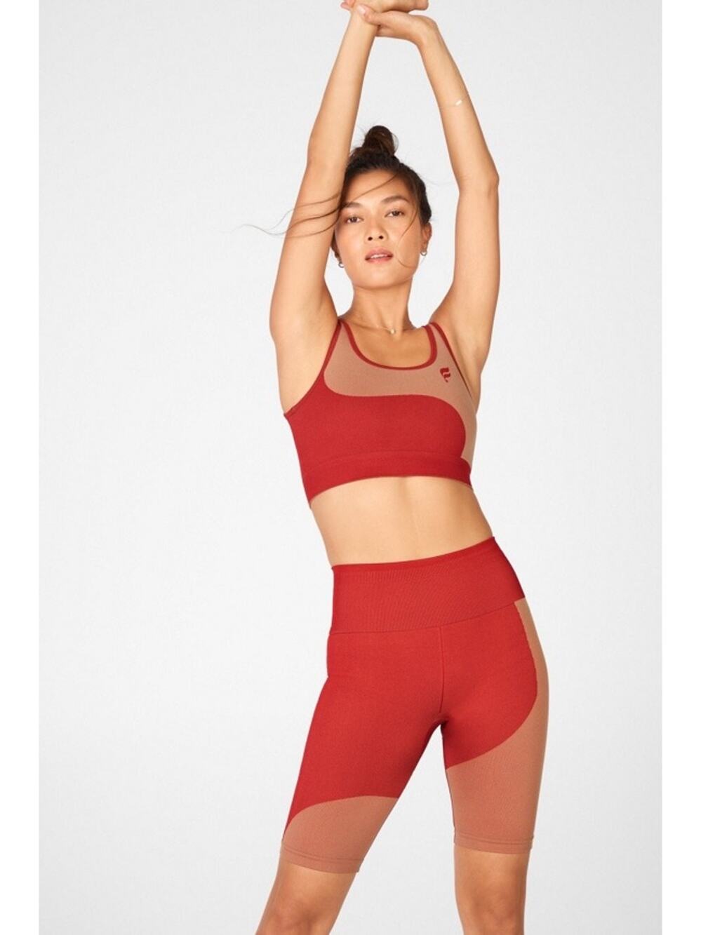 New Fabletics Sunny Reversible Sports Bra + Bike Short Seamless Set size L